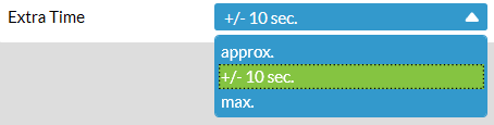 Dropdown list defining extra time options