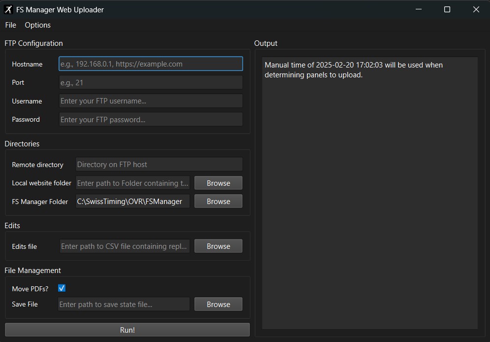 Screenshot of FSM Web Uploader software
